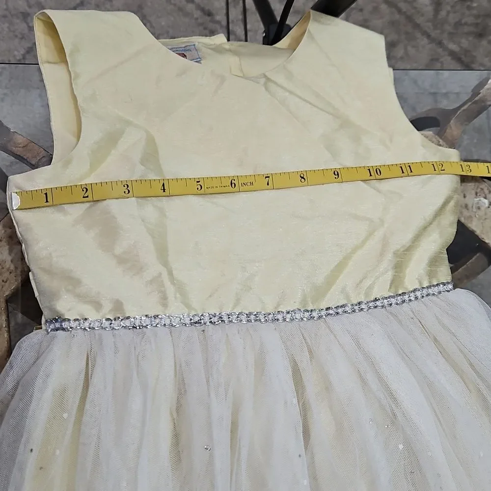 Marmellata Yellow and White Sparkly Girls Dress Size 7